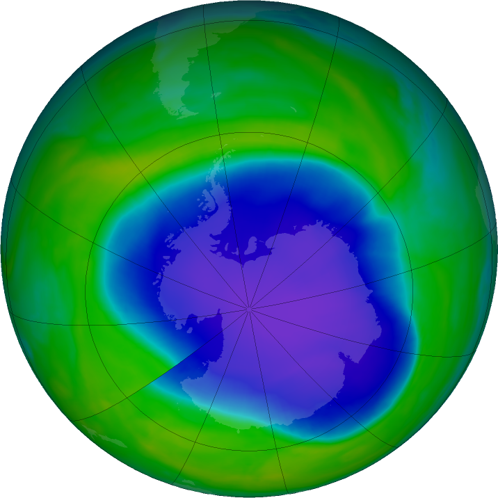 Antarctic ozone map for 19 November 2020
